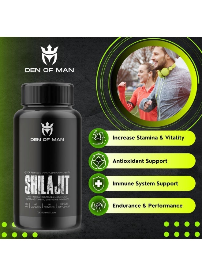 DEN OF MAN Shilajit Capsules for Men – Pure Himalayan Shilajit Extract Capsules, Natural Supplement, Supports Energy, Vitality & Wellness, 20g Glass Jar pack of 2 - Image 5